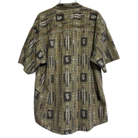 Vintage 90s Weathered Dye Crossings Button-up Shirt Men's XL Brown Green Tribal - Picture 7 of 13